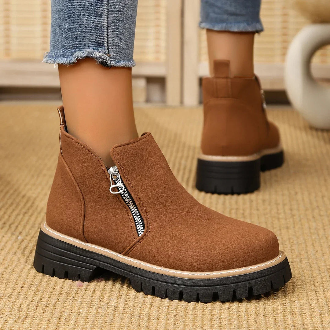 Frida Plateau-Enkellaars met Dikke Zool | Stabiel en comfortabel voor herfst en winter