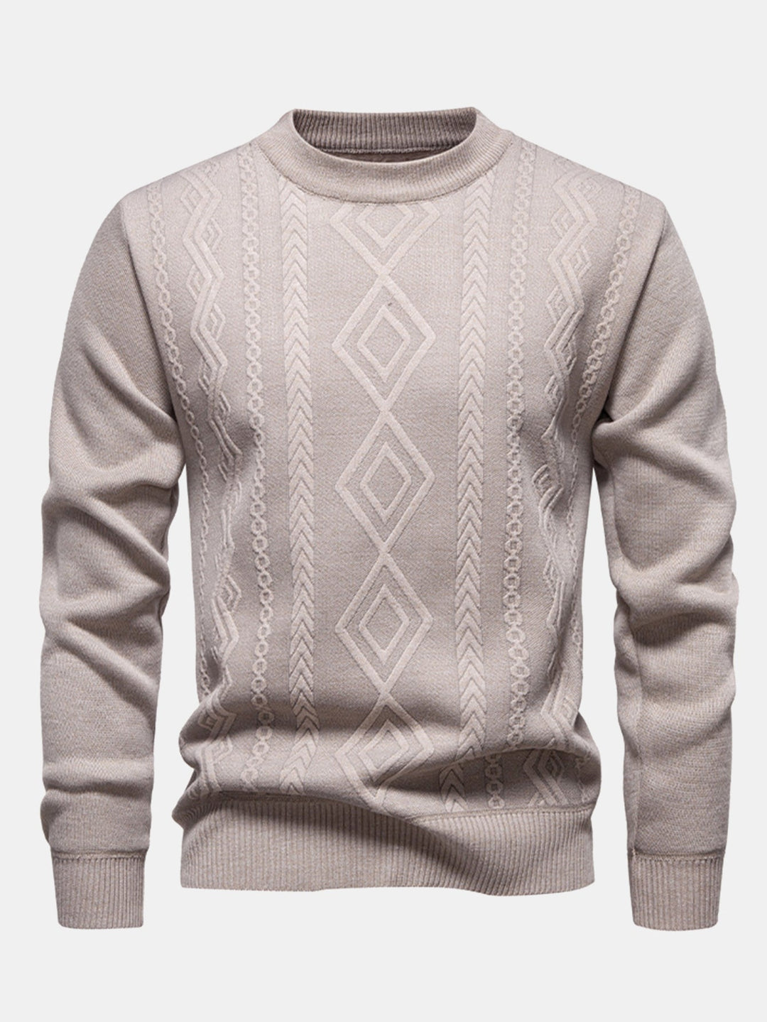 Geert | Jacquardtrui met geometrisch patroon en ronde hals