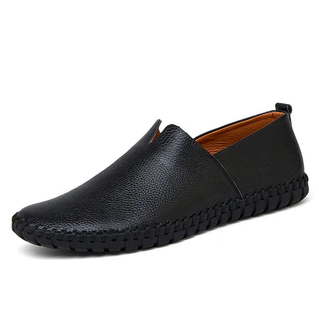 Gerhard | Marineblauwe leren instaploafers