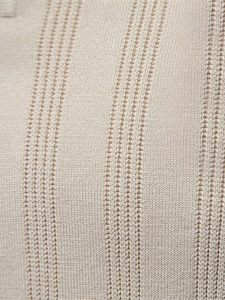 Godfried | Crèmekleurige gebreide polo met structuur