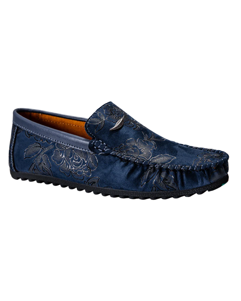 Heiko | Leren loafers met bloemenreliëf