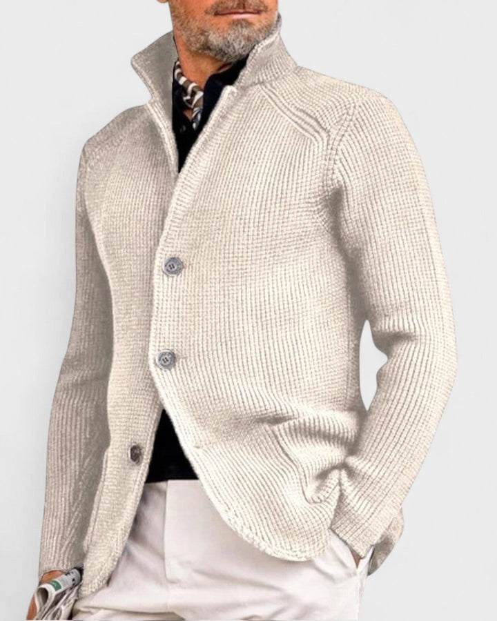 Elbert | Marineblauw ribgebreid vest met knopen