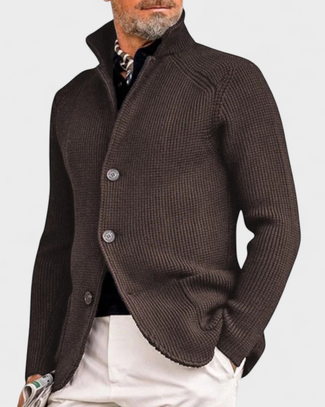 Elbert | Marineblauw ribgebreid vest met knopen
