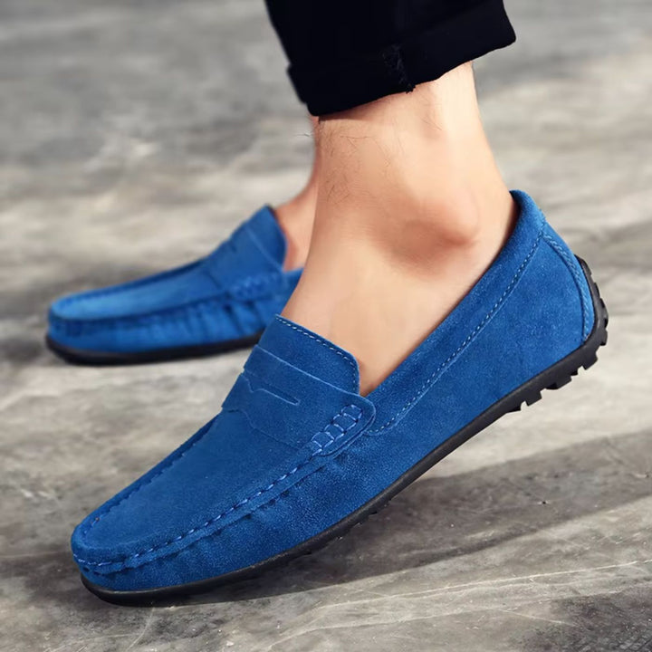 Hiddo | Zachte blauwe suède loafers