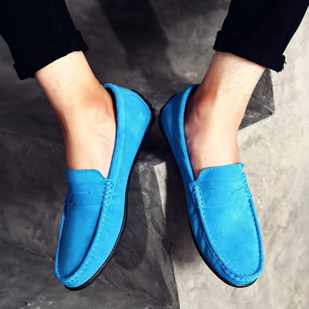 Hiddo | Zachte blauwe suède loafers