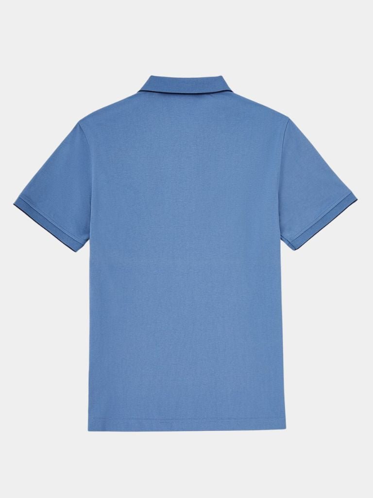 Hilbrand | Blauwe polo met korte rits