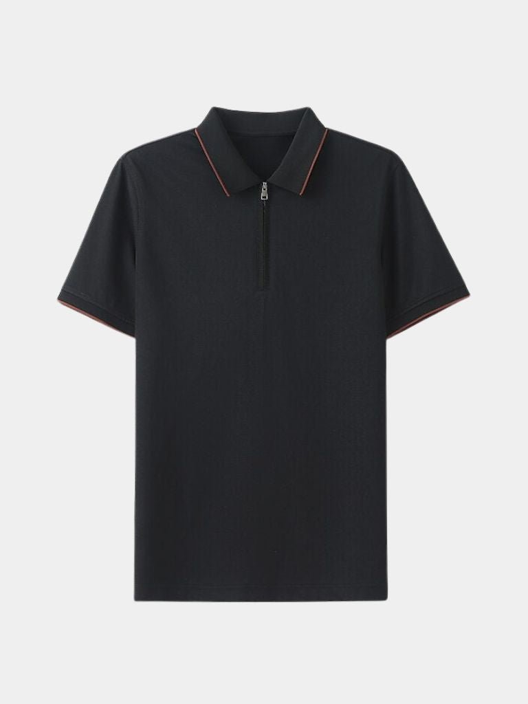 Hilbrand | Blauwe polo met korte rits