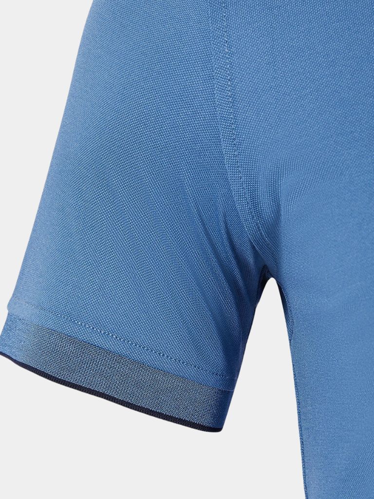 Hilbrand | Blauwe polo met korte rits