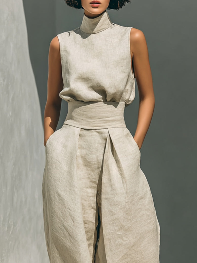 Hiske | Set met mouwloze blouse en wijde broek