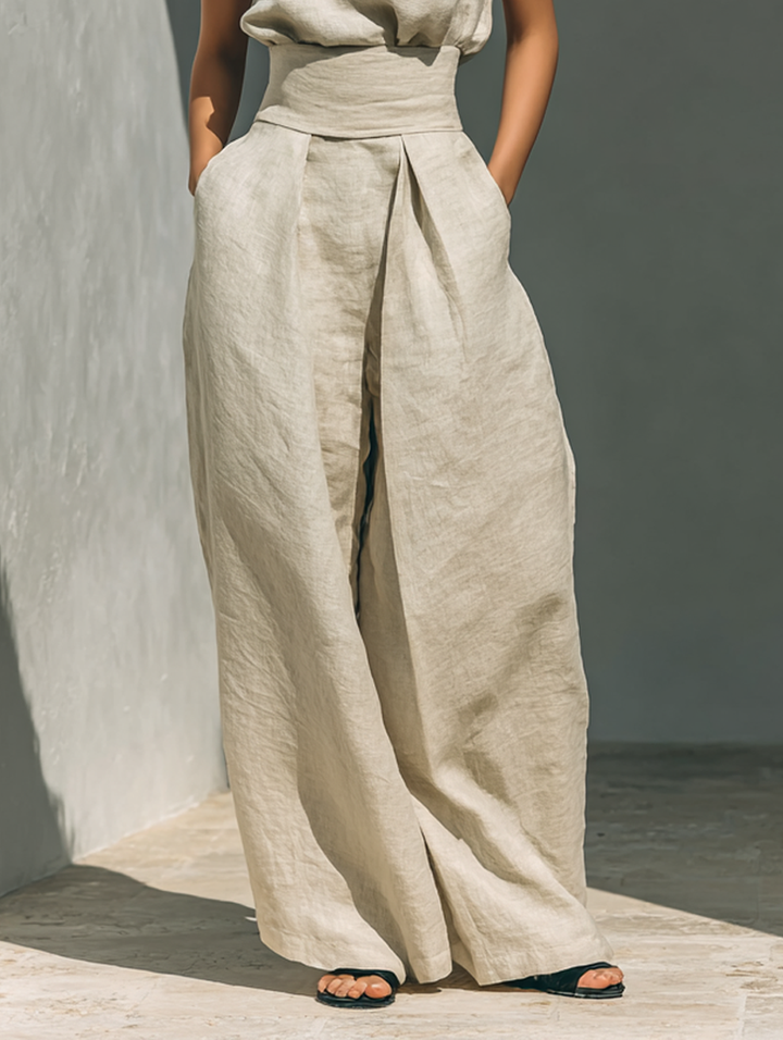 Hiske | Set met mouwloze blouse en wijde broek