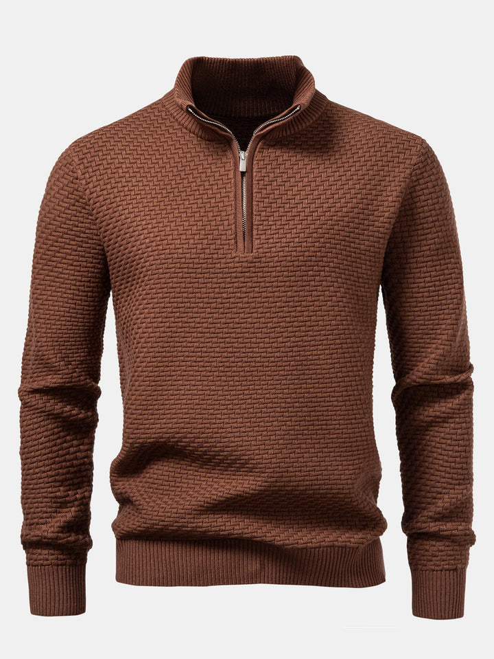 Cees | Jacquardtrui met golfpatroon en korte rits