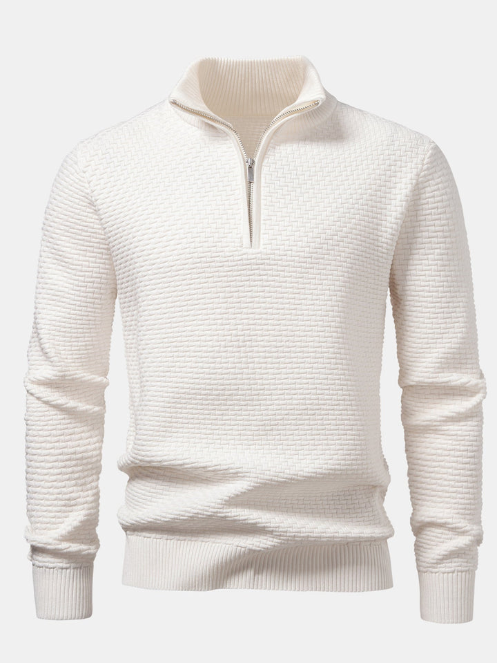 Cees | Jacquardtrui met golfpatroon en korte rits