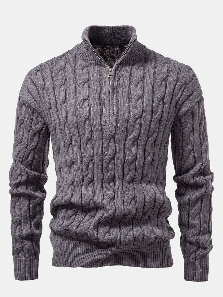 Zeger | Jacquard kabeltrui met korte rits