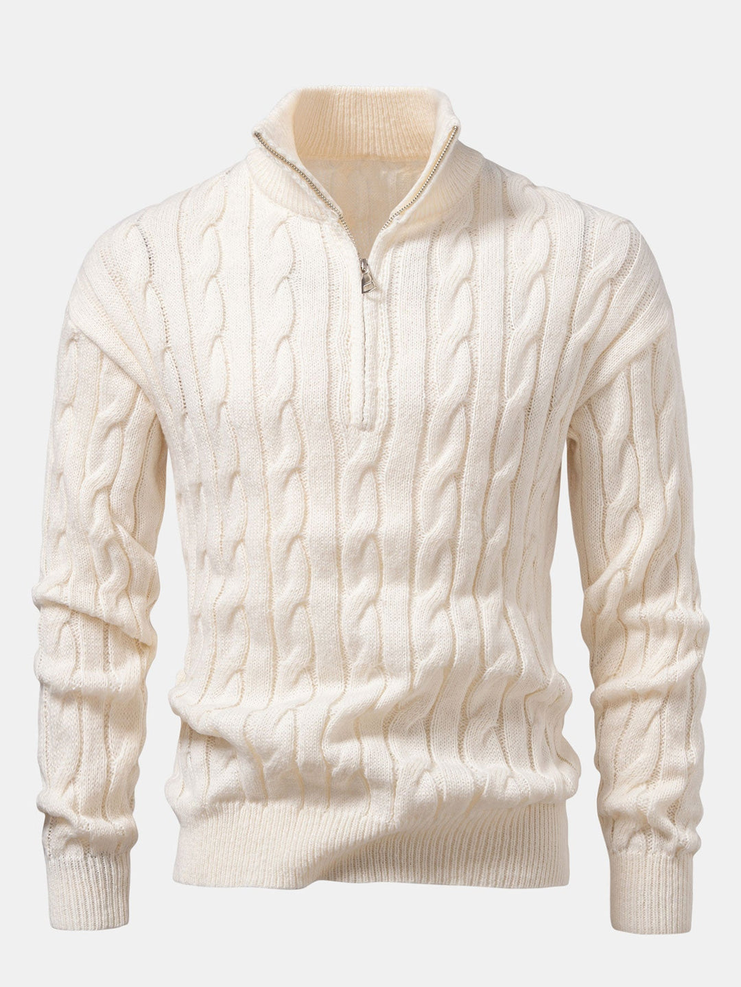 Zeger | Jacquard kabeltrui met korte rits