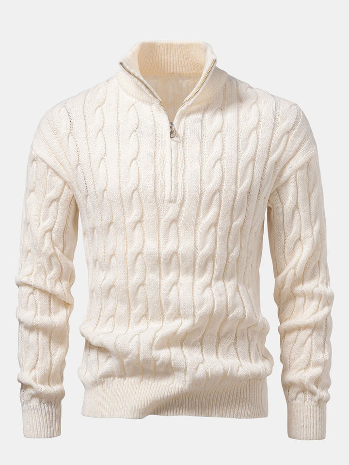 Zeger | Jacquard kabeltrui met korte rits
