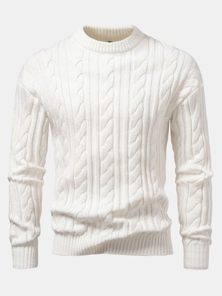 Yorick | Jacquard kabeltrui met ronde hals