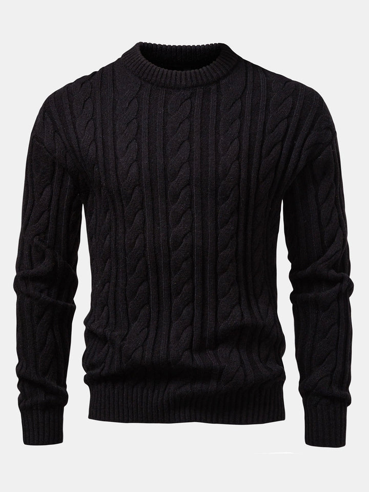 Yorick | Jacquard kabeltrui met ronde hals