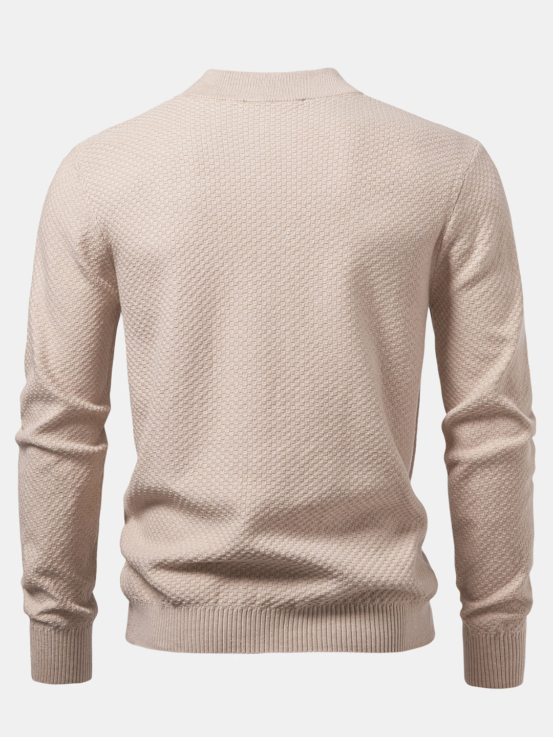 Checkerboard Textured Mock Neck Sweater