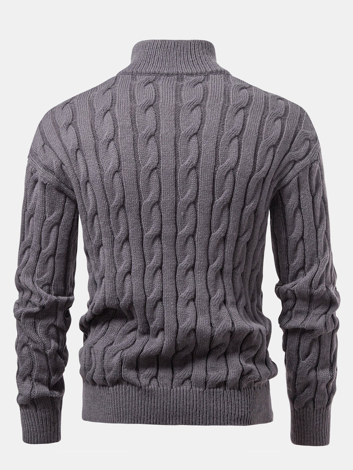 Zeger | Jacquard kabeltrui met korte rits