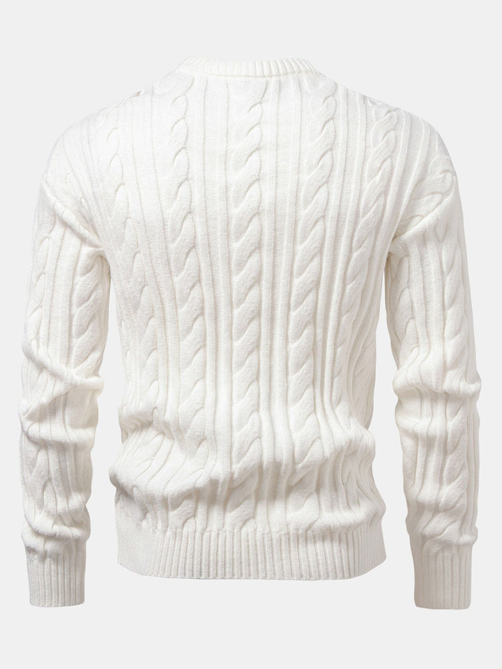 Yorick | Jacquard kabeltrui met ronde hals