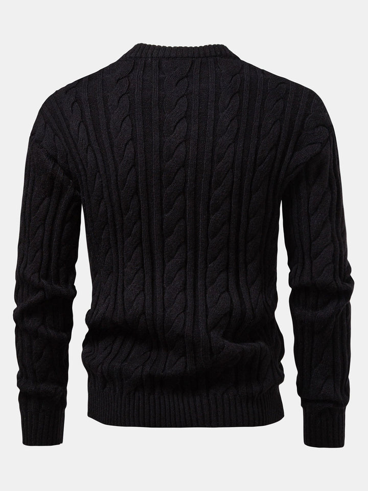 Yorick | Jacquard kabeltrui met ronde hals