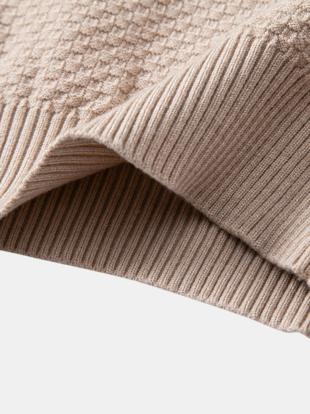 Checkerboard Textured Mock Neck Sweater