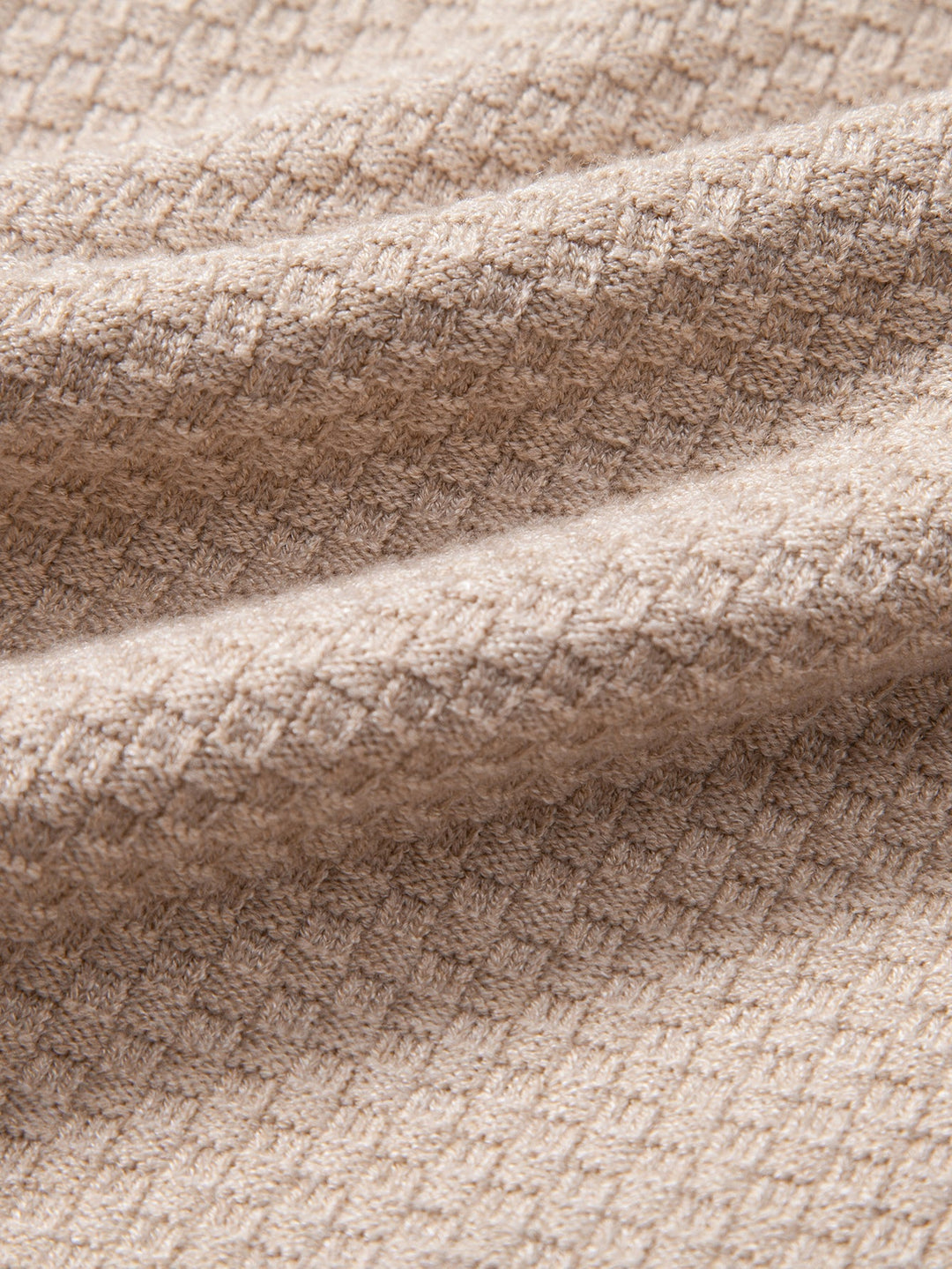 Checkerboard Textured Mock Neck Sweater