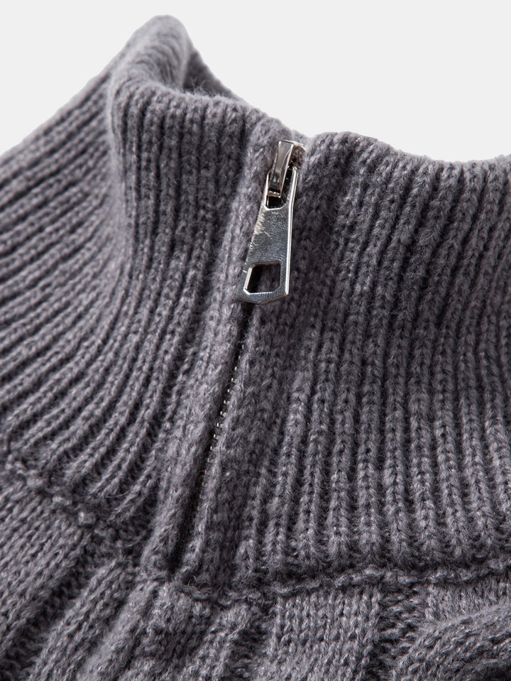 Zeger | Jacquard kabeltrui met korte rits
