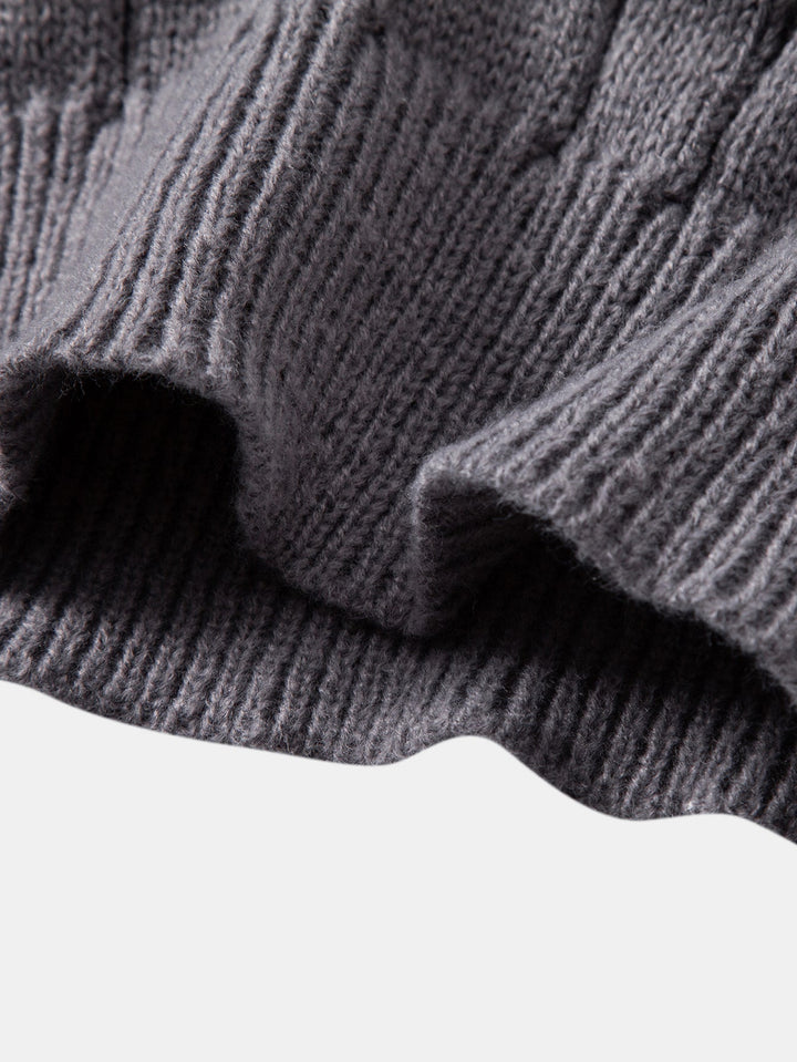 Zeger | Jacquard kabeltrui met korte rits