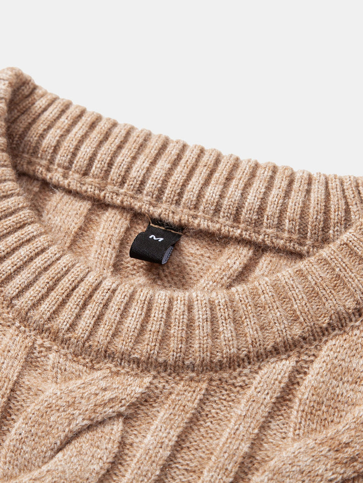Yorick | Jacquard kabeltrui met ronde hals