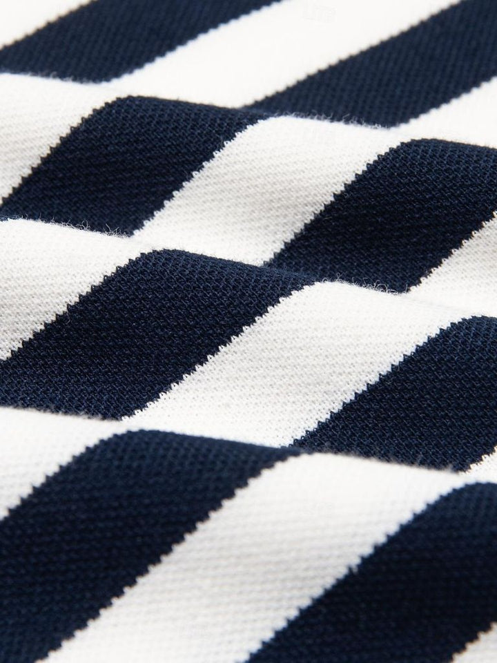 Ido | Donkerblauwe gestreepte polo