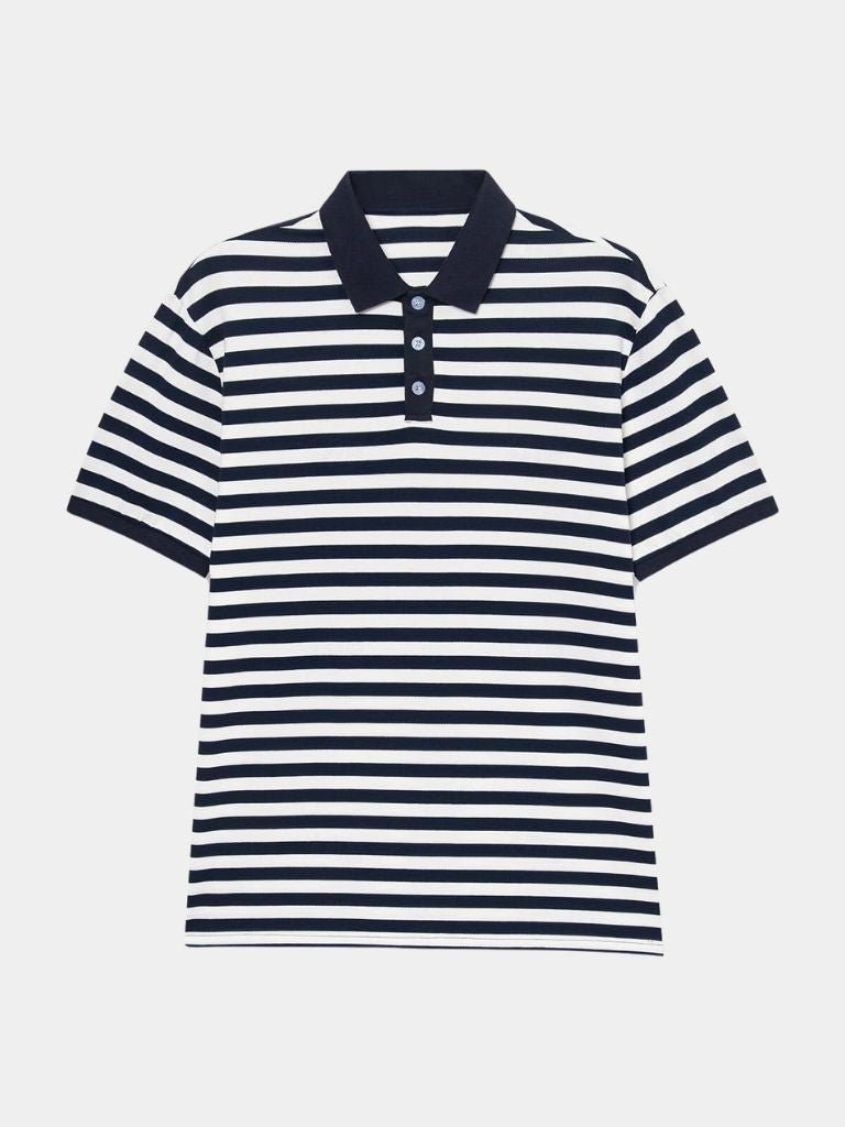 Ido | Donkerblauwe gestreepte polo