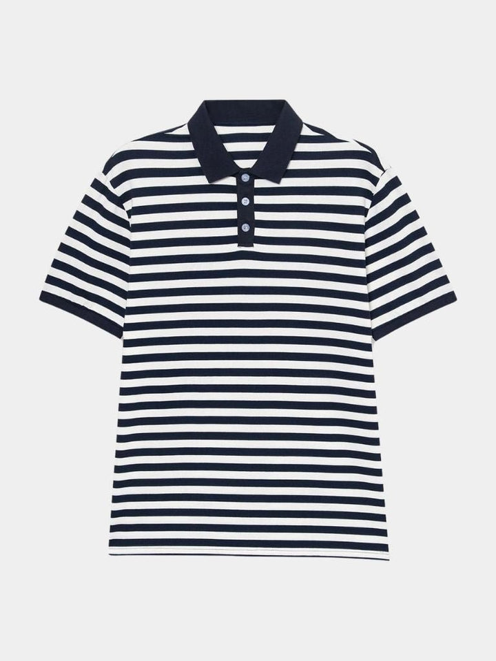Ido | Donkerblauwe gestreepte polo