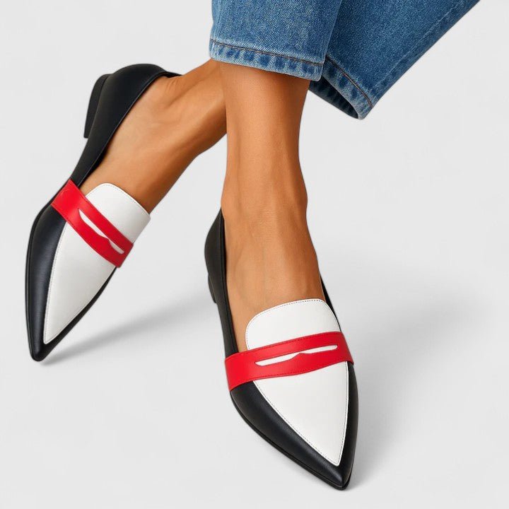 Ineke | Loafer in zwart, wit en rood