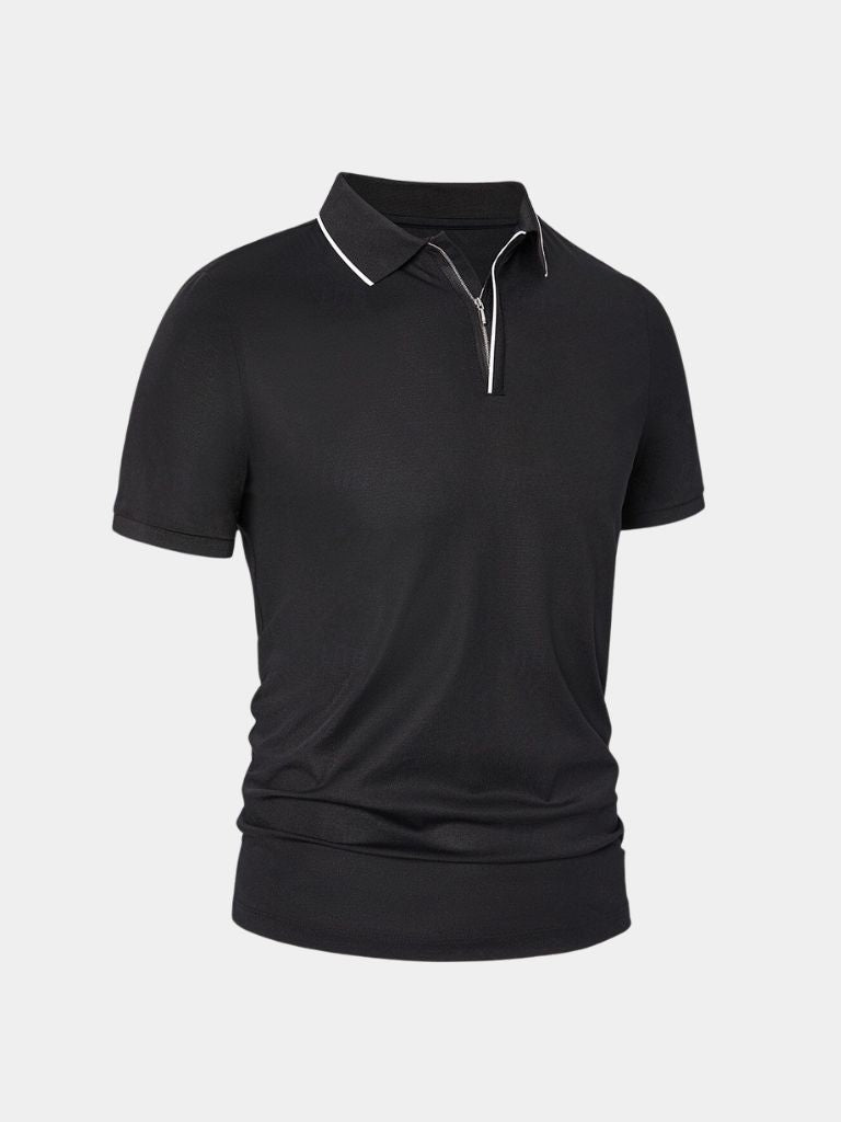 Iwan | Zwarte polo met ritskraag