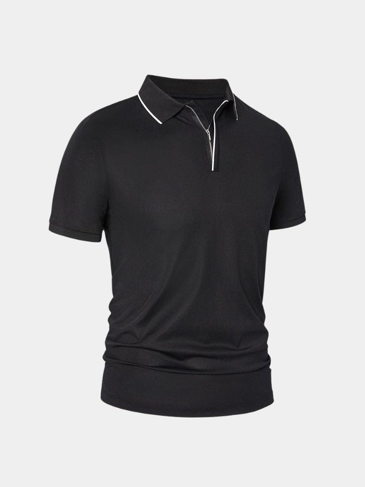 Iwan | Zwarte polo met ritskraag