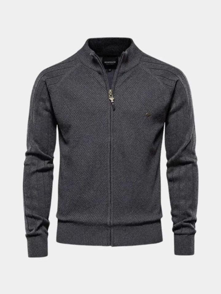 Wiebe | Taupe gebreid vest met rits