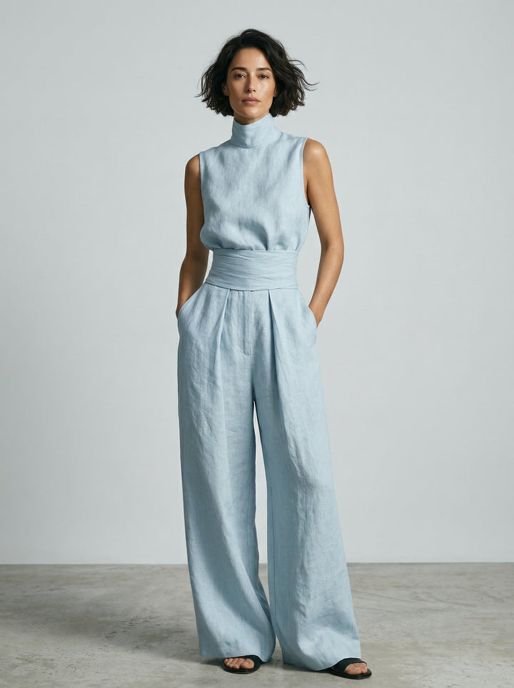 Janita | Minimalistische set met mouwloze blouse