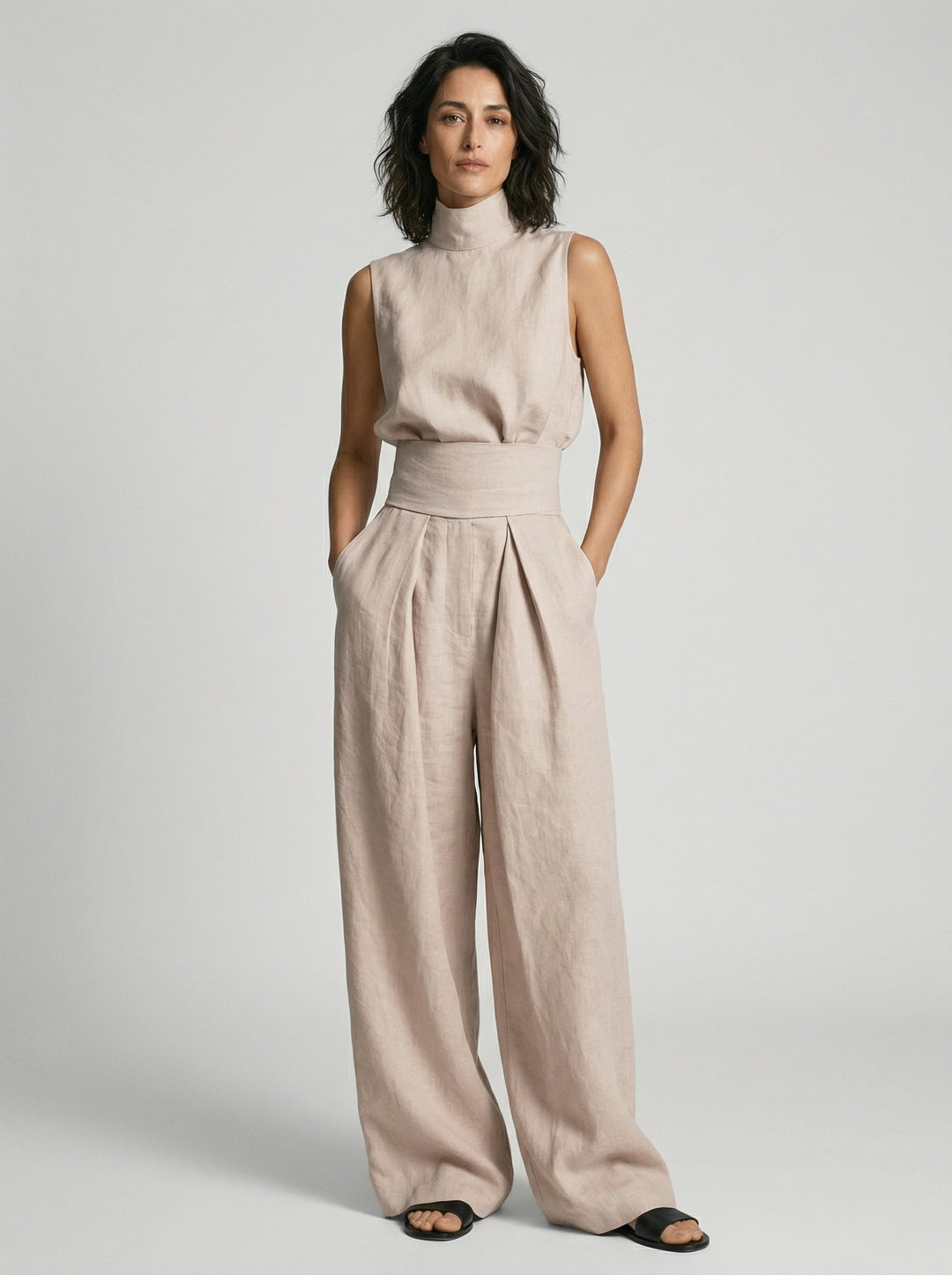 Janita | Minimalistische set met mouwloze blouse