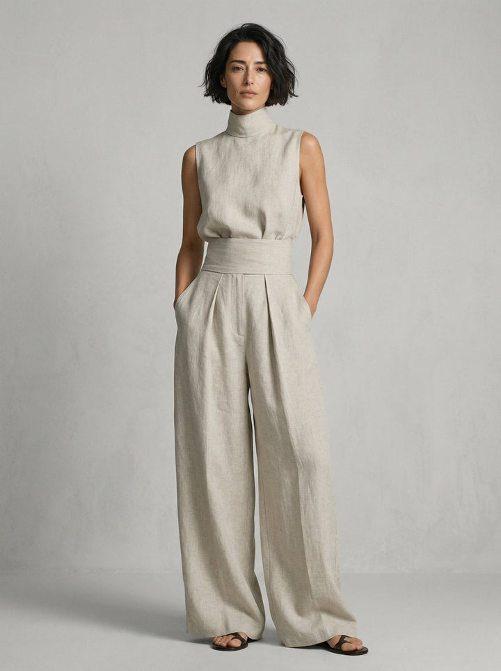 Janita | Minimalistische set met mouwloze blouse