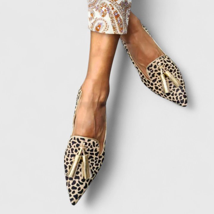 Maud | Spitse loafer met dierenprint en kwastjes