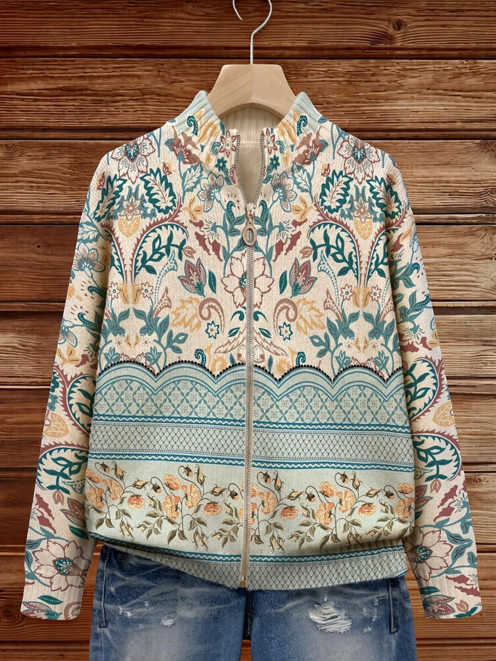 Jolanda | Vest met florale sierrand