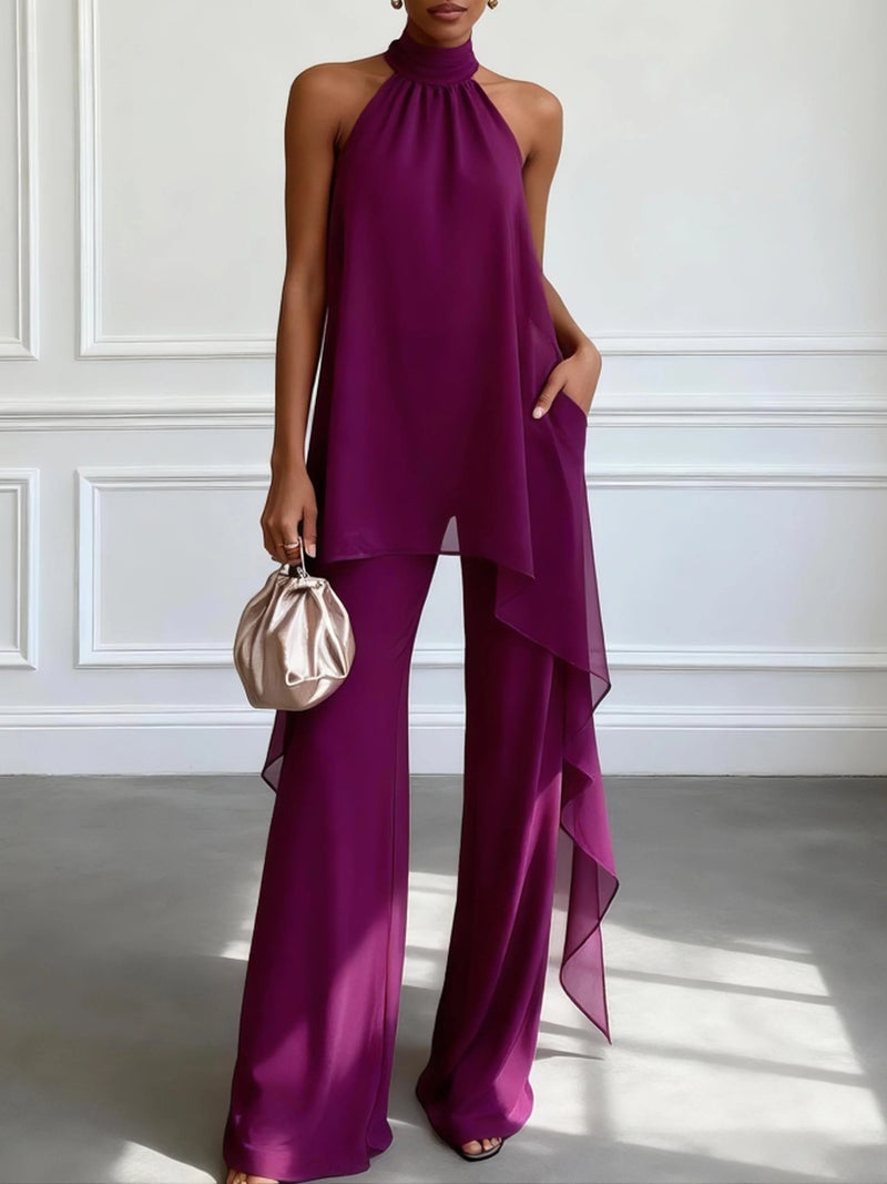 Jorinde | Elegante tweedelige set met halterhals