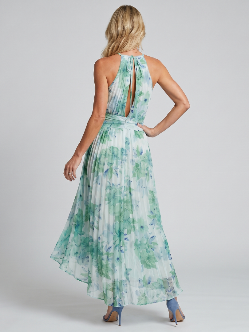 Judith | Midi-jurk met aquarelbloemen in mint