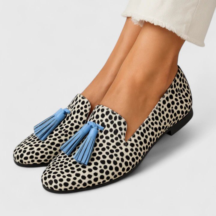 Trees | Loafer met stippenprint en blauwe kwastjes