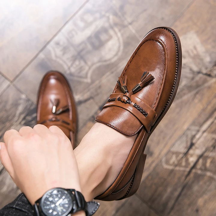 Kamiel | Leren loafers met kwastjes