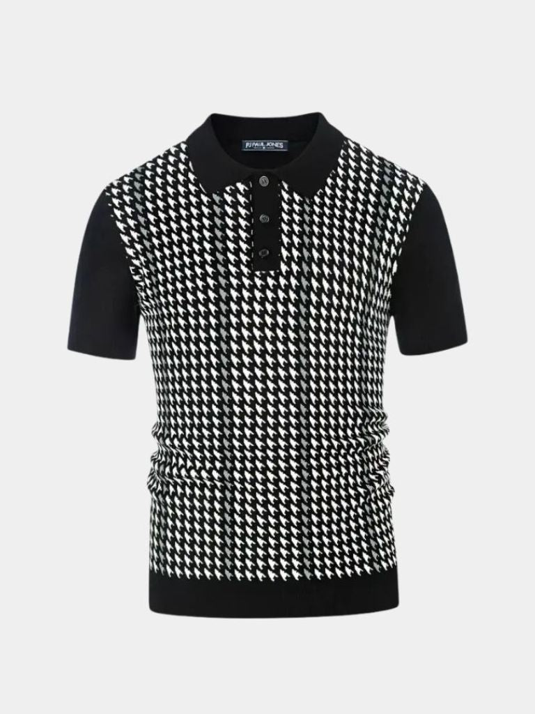 Kasper | Bruine gebreide polo met dessin
