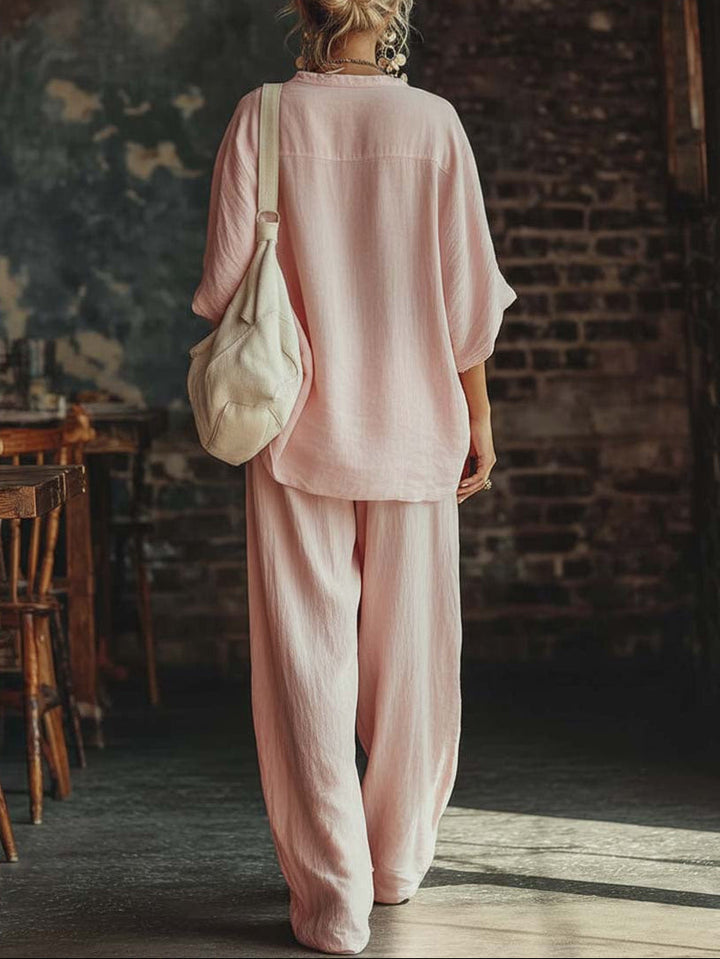 Lente | Set met V-hals shirt en broek
