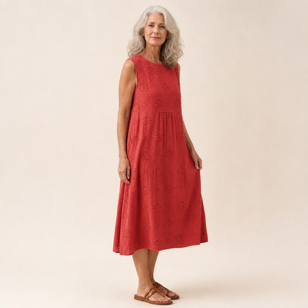 Jolanda | Mouwloze midi-jurk in rood