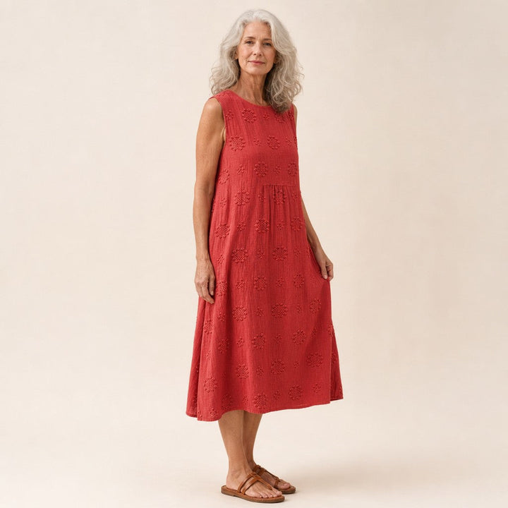 Jolanda | Mouwloze midi-jurk in rood